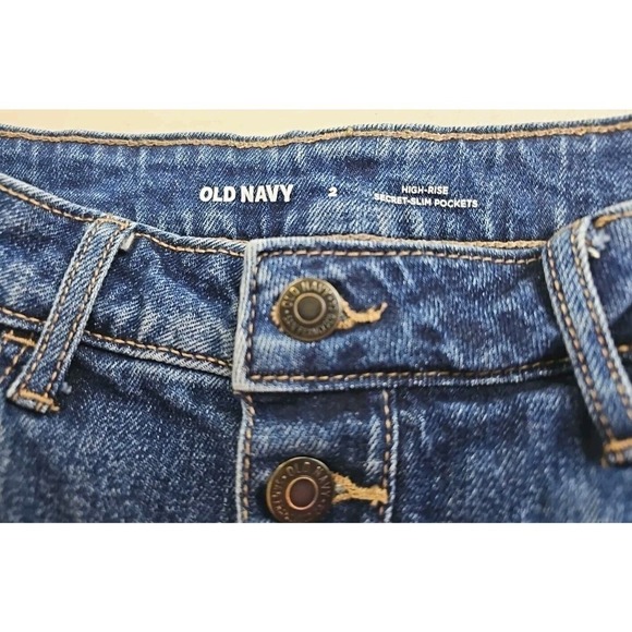 Old Navy ~Woman Size 2~ Blue Denim Jean High-Rise Button Down Mini Skirt. - Picture 4 of 9